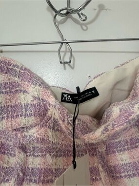Zara Lavender & Cream Tweed Top